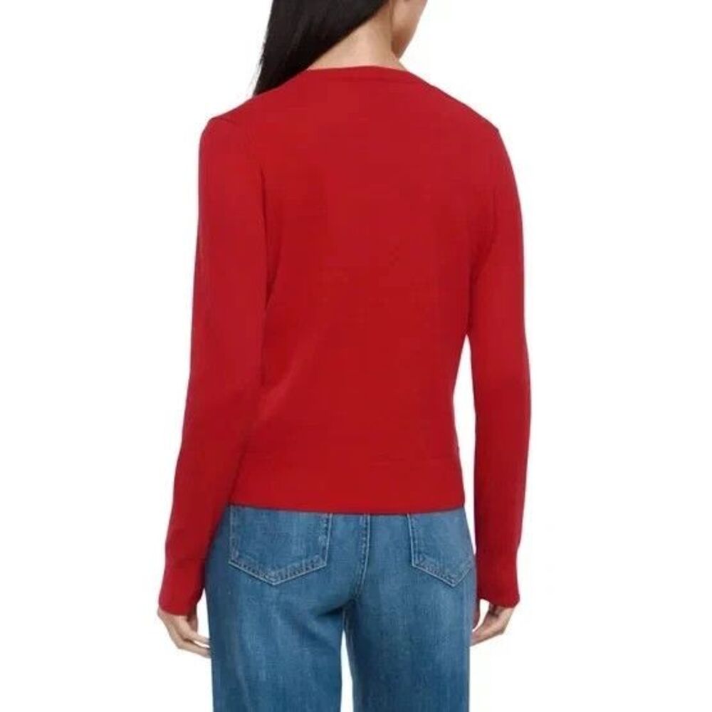 GAP Crewneck Cardigan Sweater Salsa Red Women’s S 4-6 100% Cotton Button Front - Picture 2 of 5